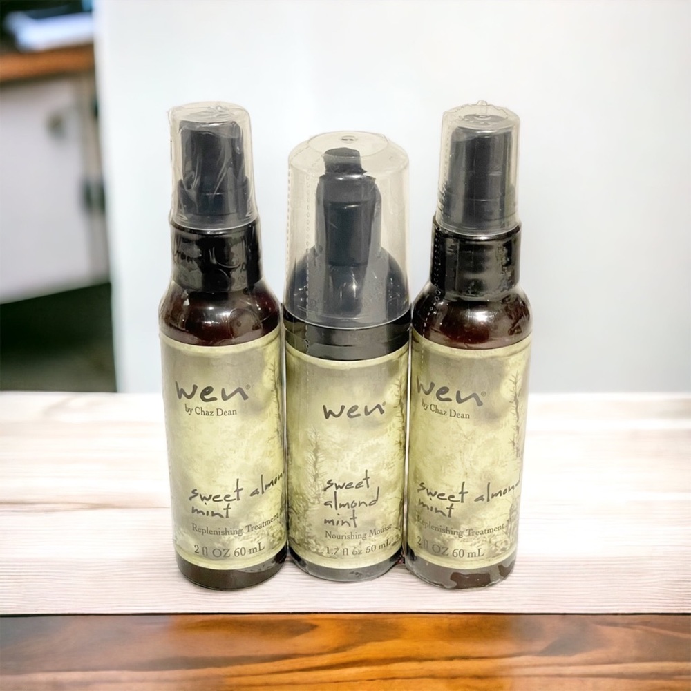 Wen Sweet Almond Mint Nourishing‎ Mousse Replenishing Treatment Bundle 2oz NEW